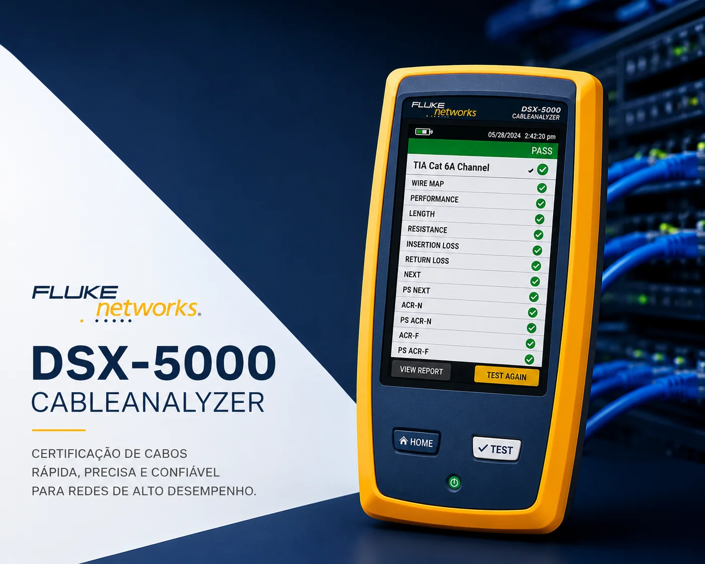 Fluke Networks DSX-5000 CableAnalyzer — certificação de cabos Cat 6A